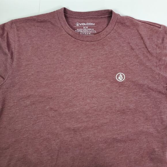 Volcom Men's Maroon Red Crew Neck Short Sleeve Casual Skate Shirt Sz M - Picture 3 of 6